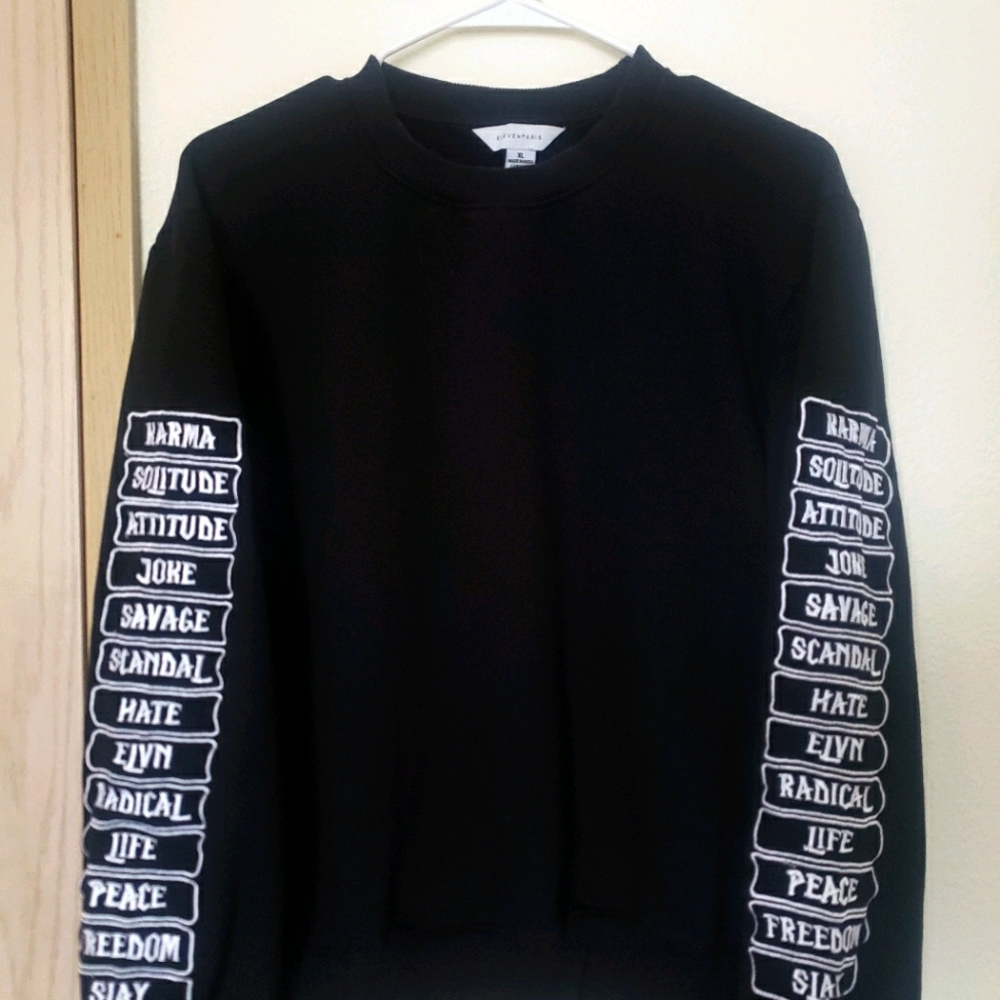 Eleven Paris Embroidered Sleeve Crewneck